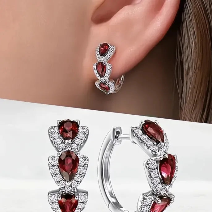 Luxury Trendy Blue Cubic Zirconia Hoop Earrings for Women Wedding Party Anniversary Gift