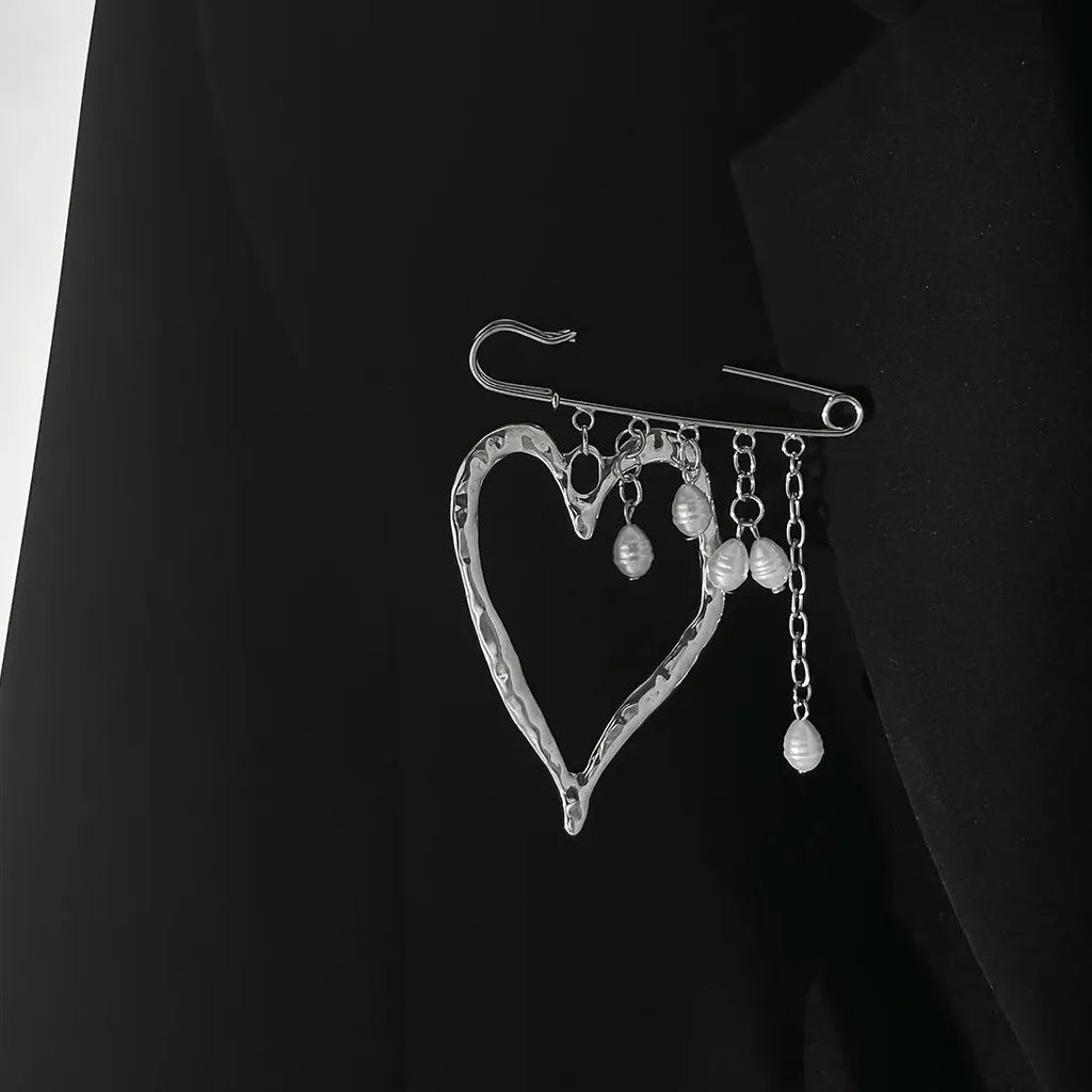 Pearl Beaded Brooch Pin Zinc Alloy Suit Accessory for Women Men