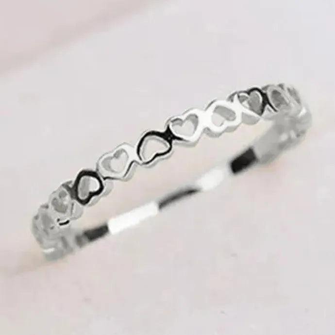 Hollow Hearts Zinc Alloy Rings for Women 2 Colors Daily Wear Fashion Jewelry