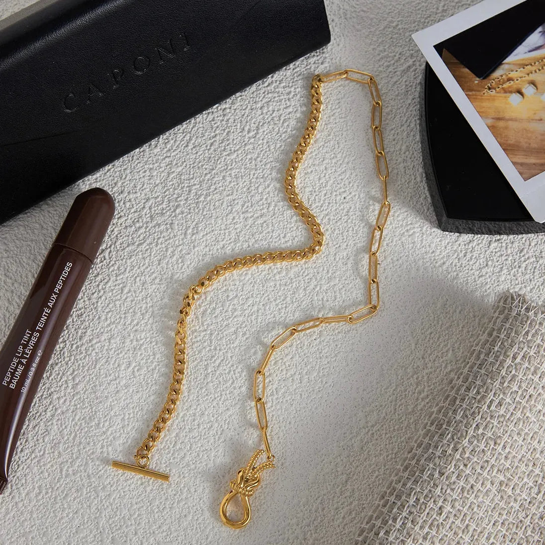 18k Gold Plated Stainless Steel Knot Necklace Waterproof Snake Chain Jewelry