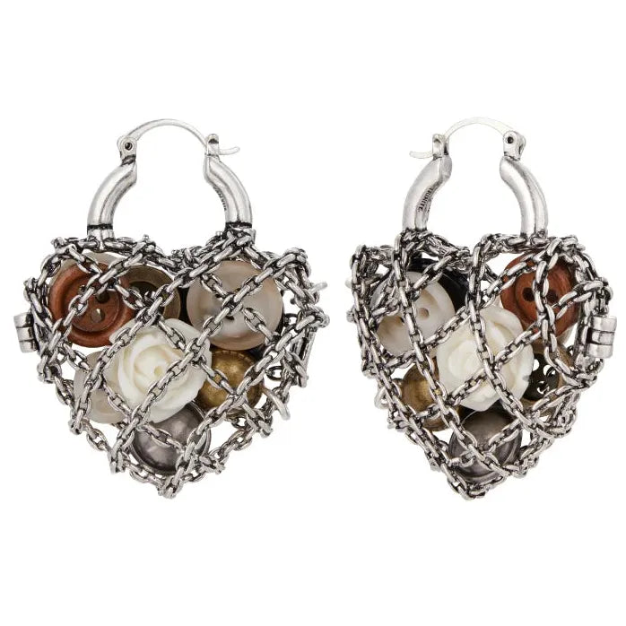 Vintage Copper Cut-out Heart Skeleton Drop Earrings for Women Party Gift