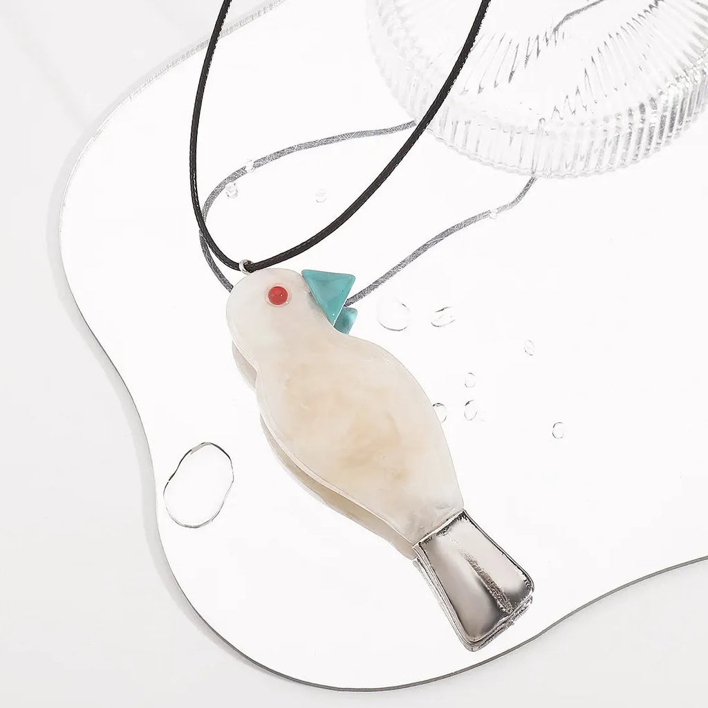 2026 Zaa Resin Parrot Necklace Long Cord Cute Bird Pendant for Women