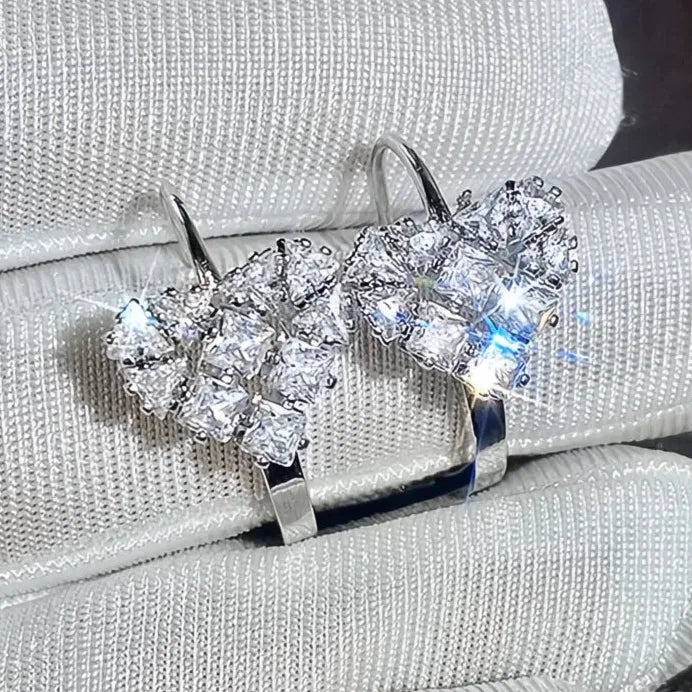 Heart Shaped Women’s Drop Earrings Shining CZ Romantic Wedding Jewelry