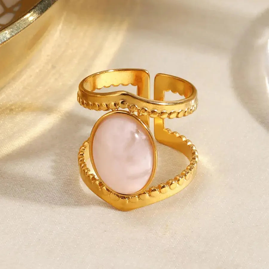 Butterfly Leaf Heart-Shaped 18K Gold Stainless Steel Ring Waterproof Gift Jewelry