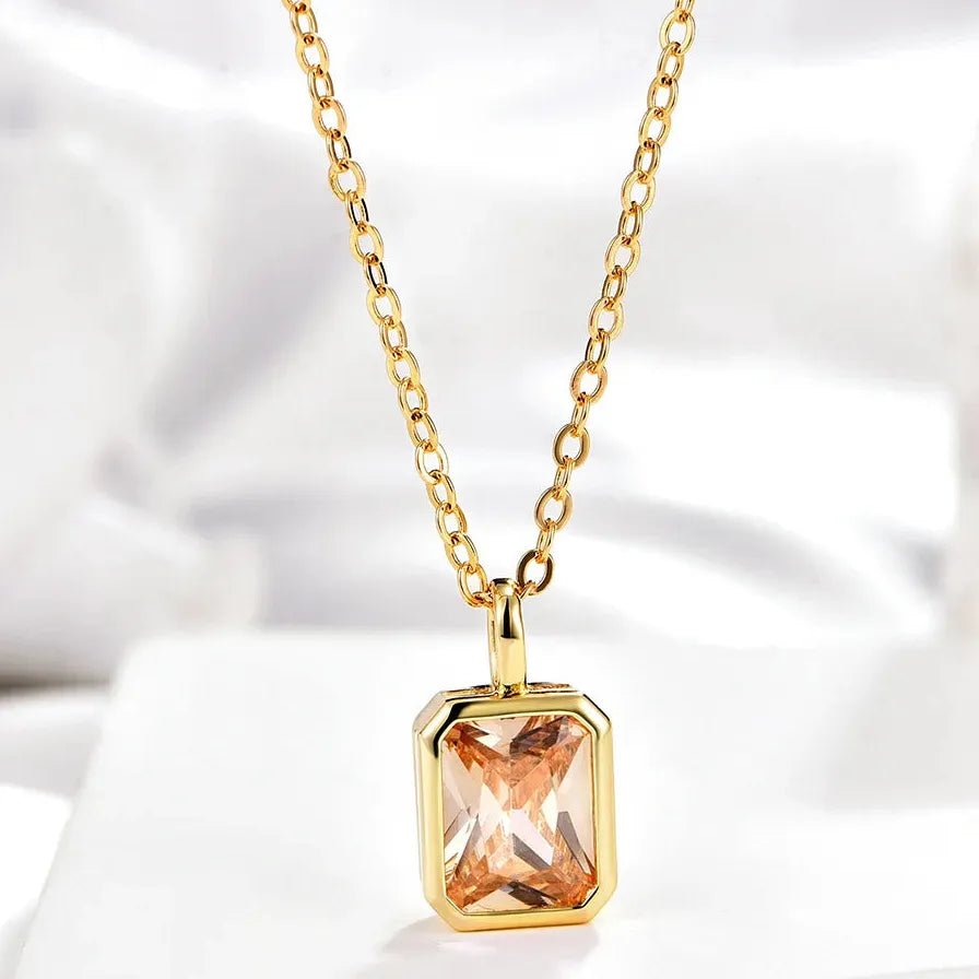 Multicolor Crystal Square Zircon Gold Choker Necklace for Women Party Jewelry