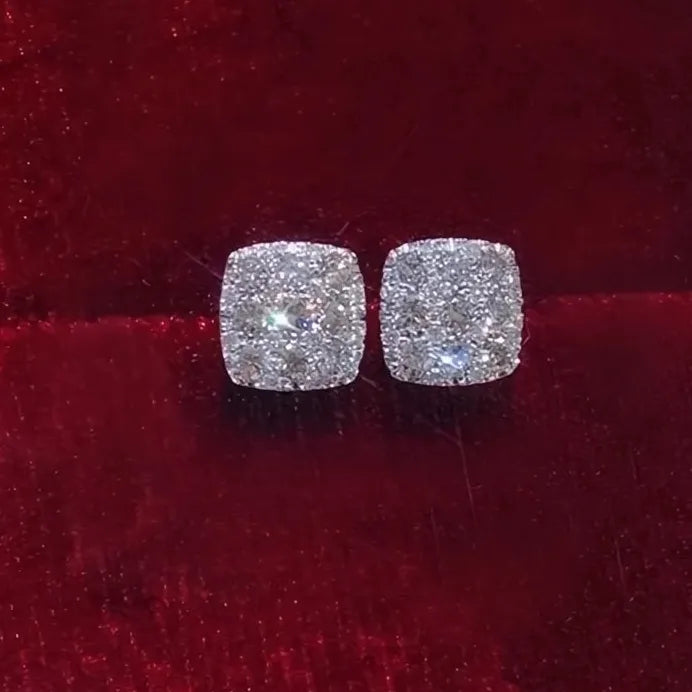 Geometric Cubic Zirconia Stud Earrings Minimalist Wedding Gift for Women