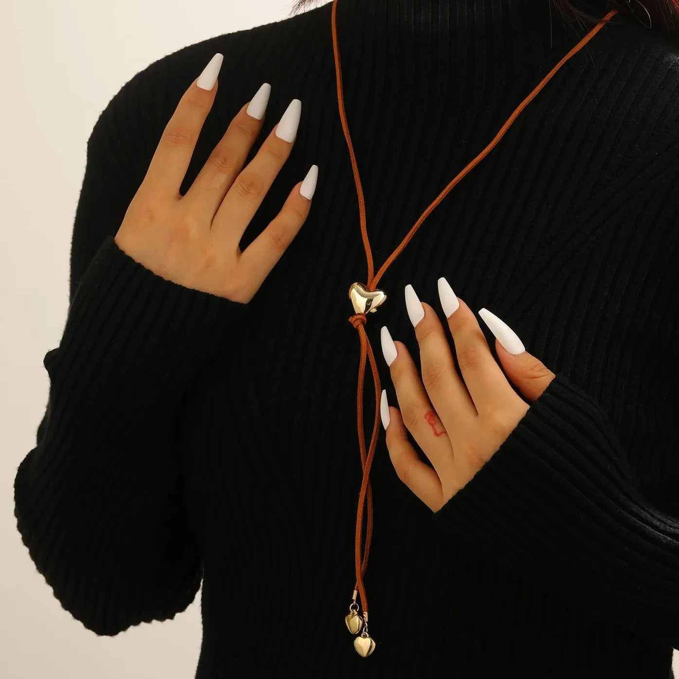 Gold Color Heart Star Sun Tassel Y-Shaped Long Pendant Necklace for Women
