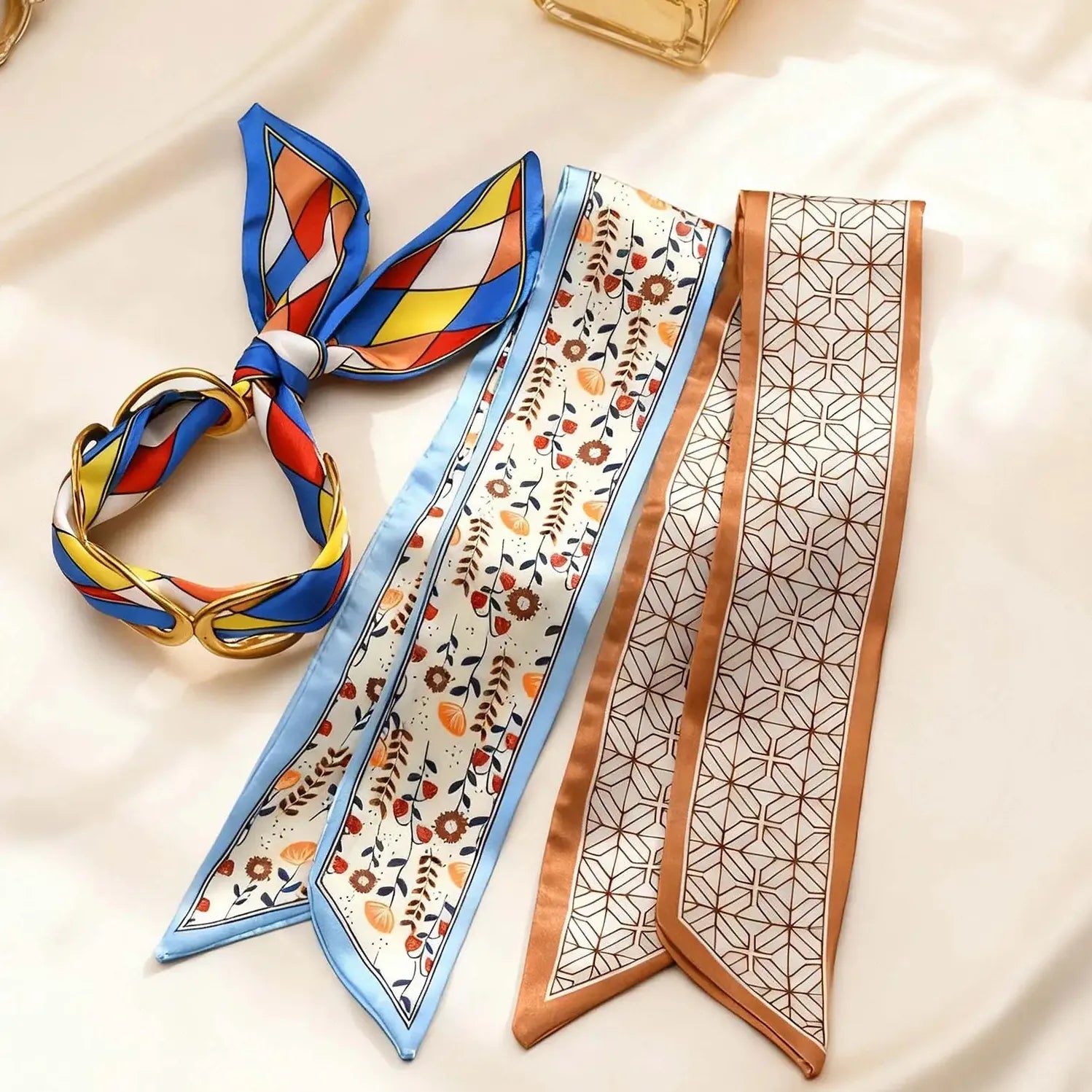 Luxury Stainless Steel Silk Scarf Cuff Bracelet for Women Vintage Gift