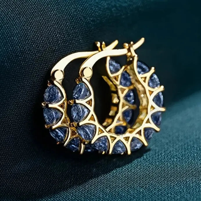 Women’s Geometric Hoop Earrings with Cubic Zirconia for Daily & Wedding