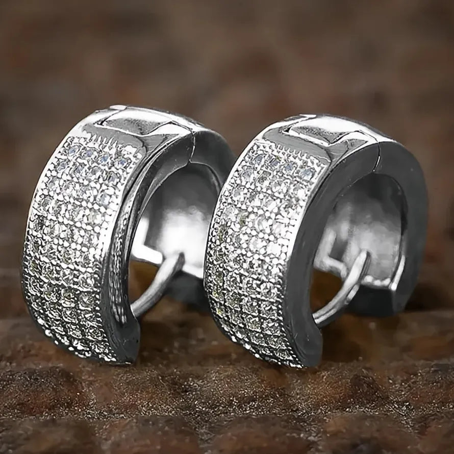 Micro Paved CZ Geometric Hoop Earrings Brass Jewelry Party Accessory