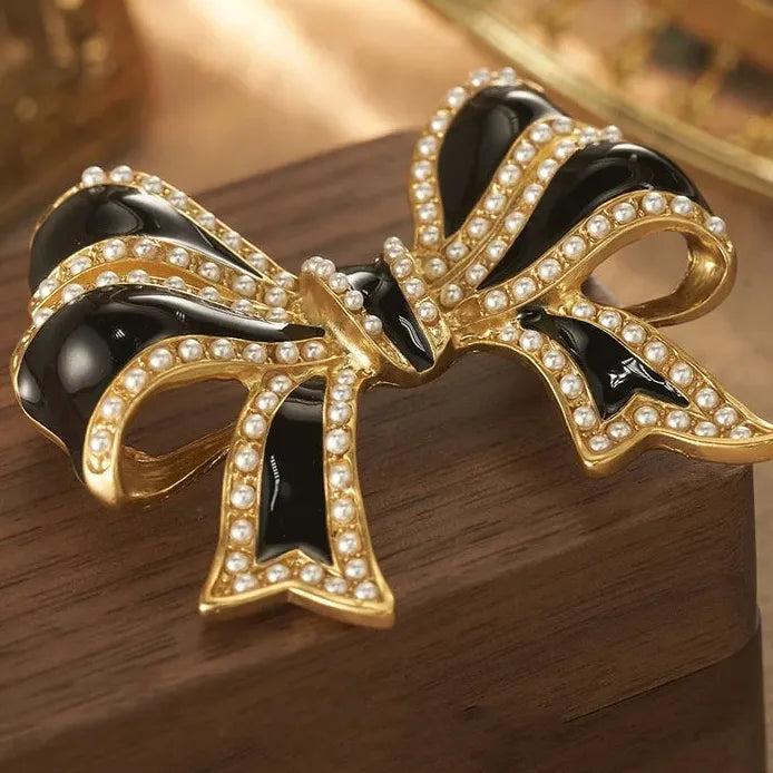 Vintage Ladies Bow Brooch Retro Fashion Jewelry Accessory for Women