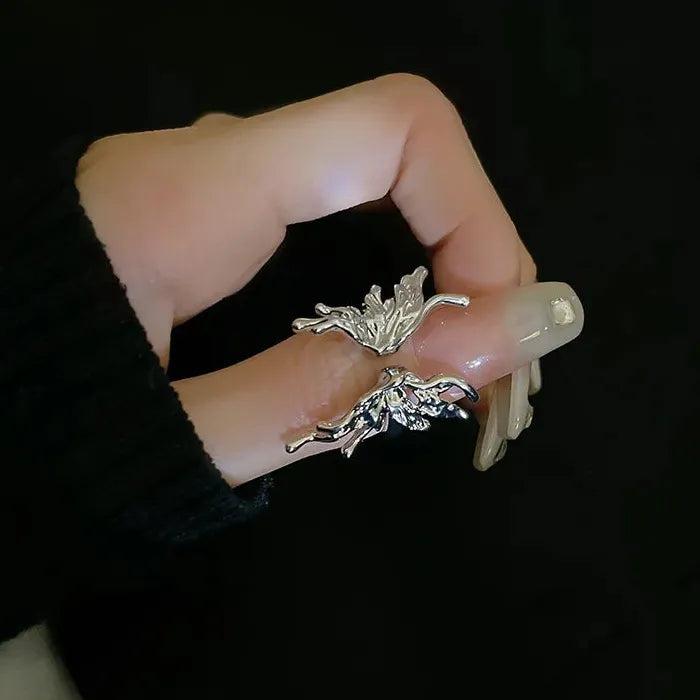 Adjustable Luxury Silver Butterfly Zircon Ring for Women Fashion Jewelry