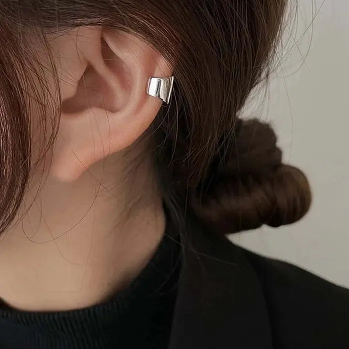 Irregular Geometric Copper Clip-On Wide Plate No-Piercing Earrings Stylish