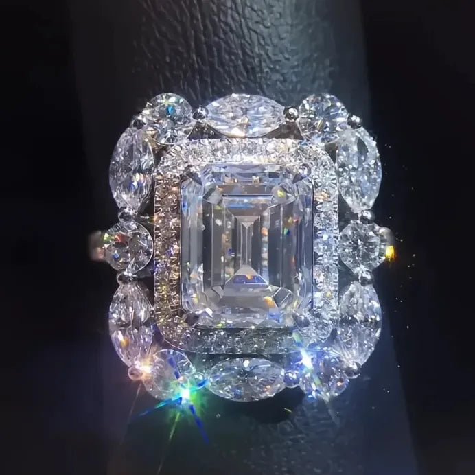 Geometric Cubic Zirconia Wedding Ring for Women Elegant Jewelry Gift