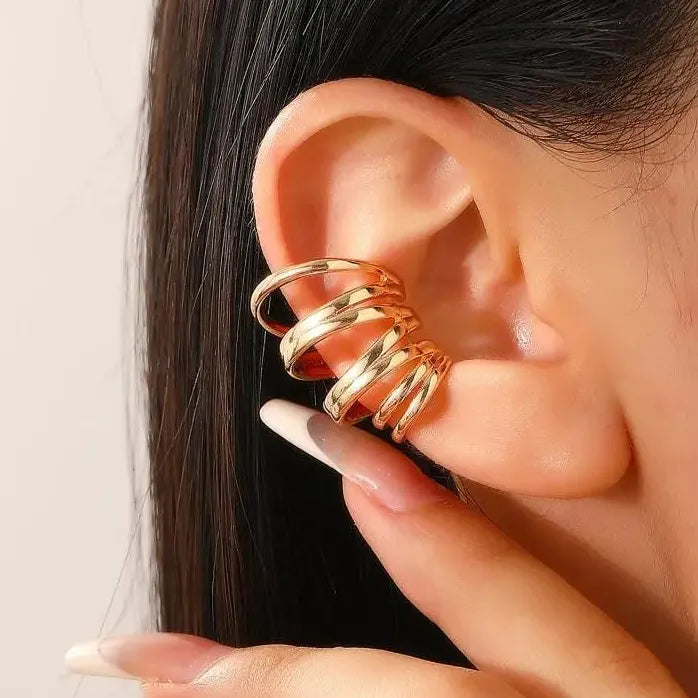 Vintage Asymmetry Round Cartilage Fake Piercing Copper Ear Clips Women Jewelry