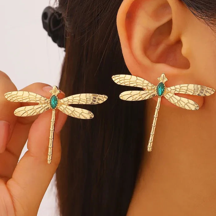 Dragonfly Zinc Alloy Drop Earrings for Women Retro Punk Party Gift