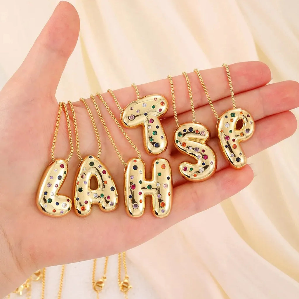 18K Gold Plated A-Z Letter Pendant Necklace for Women Gift Cubic Zirconia