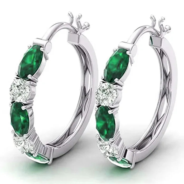 Geometric Zirconia Hoop Earrings for Women Brass Trendy Party Jewelry
