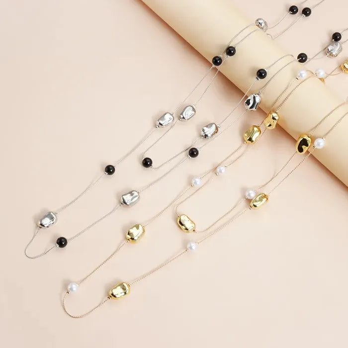 Zinc Alloy Irregular Bean Bead Necklace Bracelet Earrings Set for Women