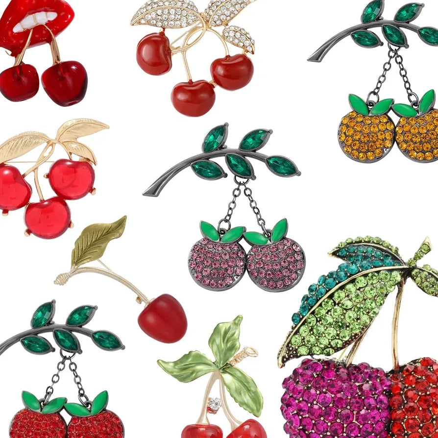 Classic Cherry Fruit Brooch for Men and Women Elegant Gift Accessory