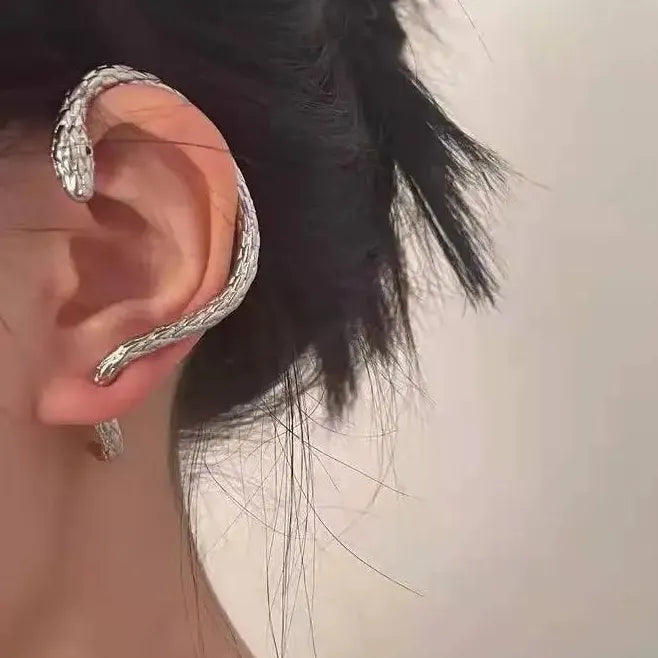 2024 Punk Skeleton Spike Silver Metal Clip-On Earrings Unisex Gift Jewelry