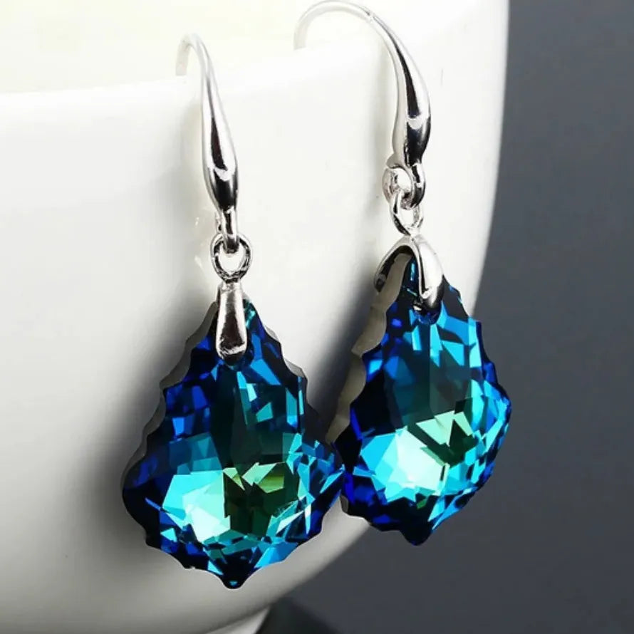 Ladies Rhinestone Cubic Zirconia Dangle Drop Earrings Bridal Wedding Jewelry Gifts