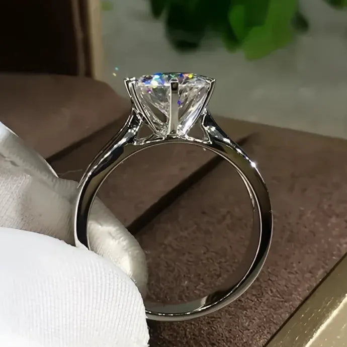 6 Claws Cubic Zirconia Cocktail Ring Brass Wedding Jewelry for Women