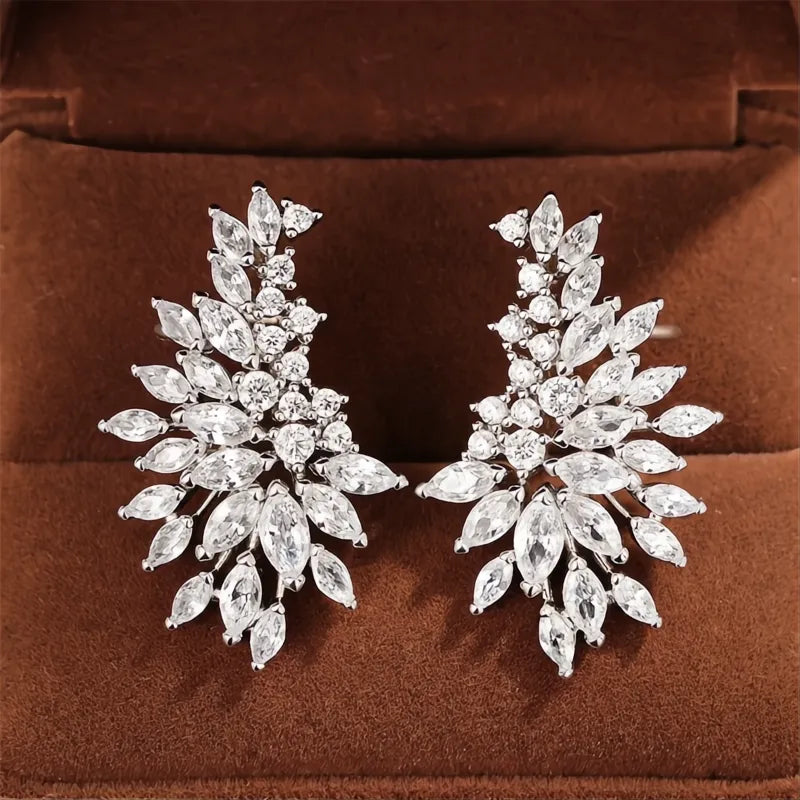 Sparkling Cubic Zirconia Stud Earrings for Women Wedding Party Fashion Jewelry Accessories