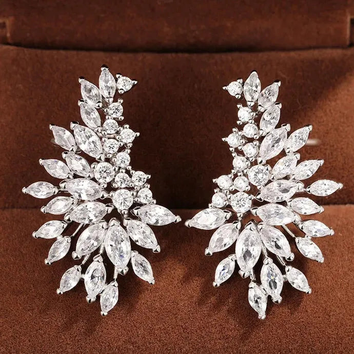 Sparkling Cubic Zirconia Geometric Stud Earrings for Women Wedding Party Jewelry
