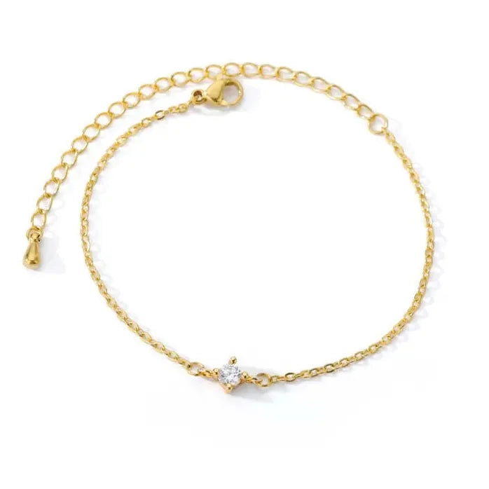 Shining Zircon Stainless Steel Circle Bead Bracelet for Women Men Gift 2026