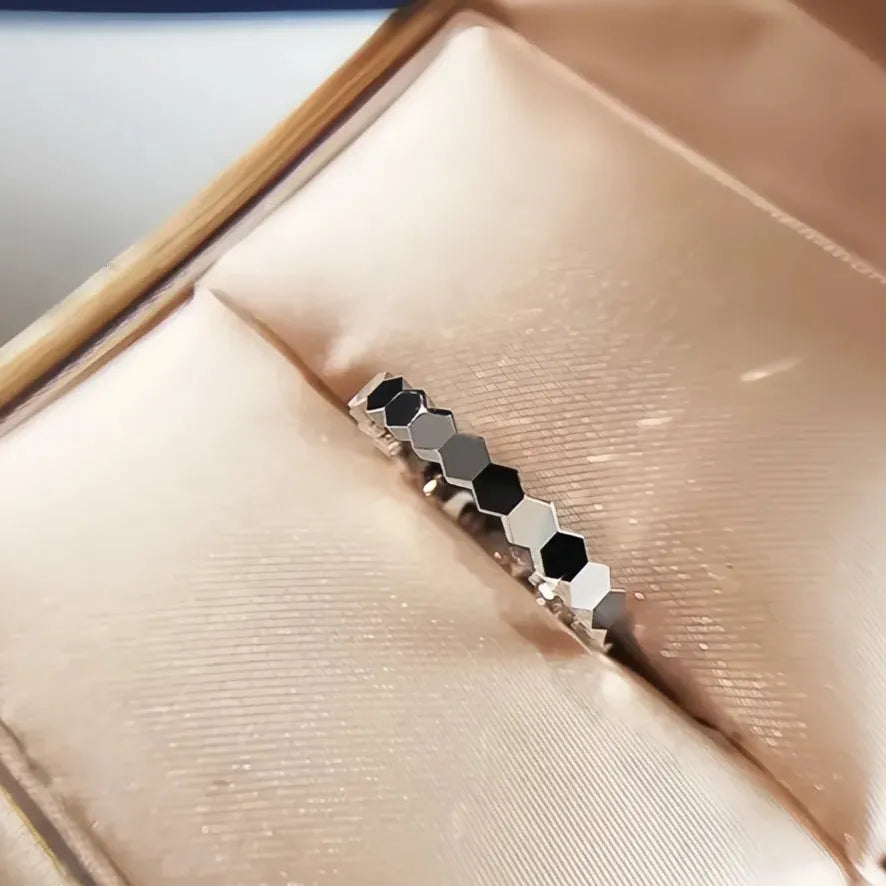 Women’s Geometric Wedding Engagement Ring Brass Cubic Zirconia Rose Gold Silver Band