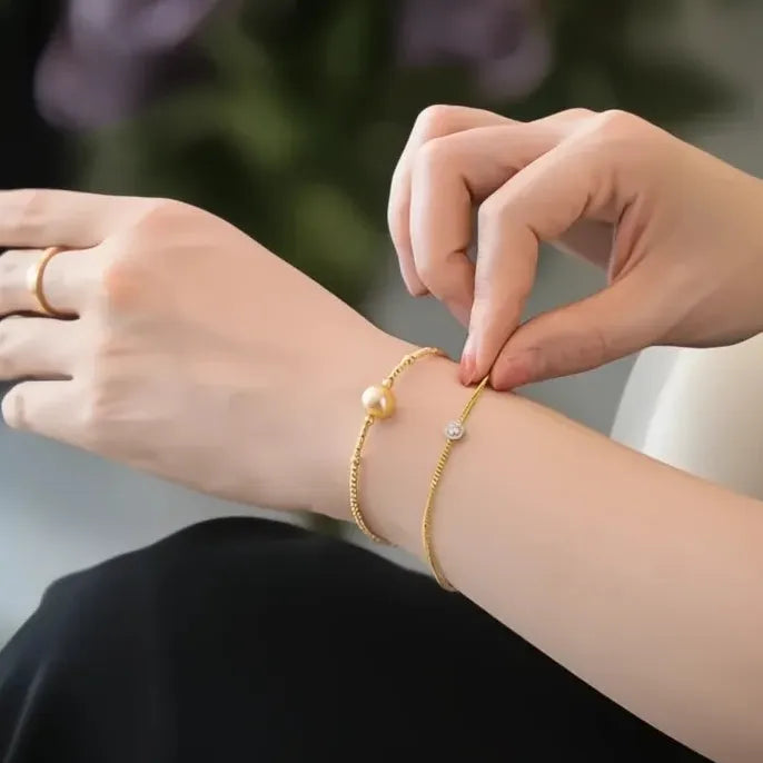 Adjustable Luxury Gold Figaro CZ Bracelet for Women Copper Alloy Jewelry
