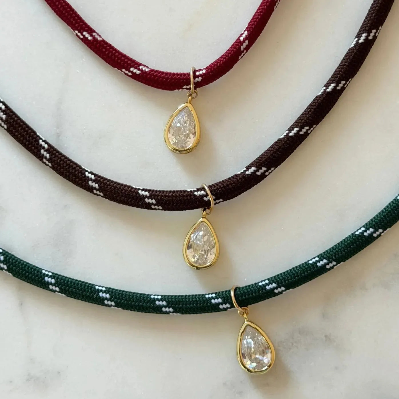 Minimalist Multicolor Waterdrop CZ Zircon Pendant Necklace for Women Stainless Steel Jewelry