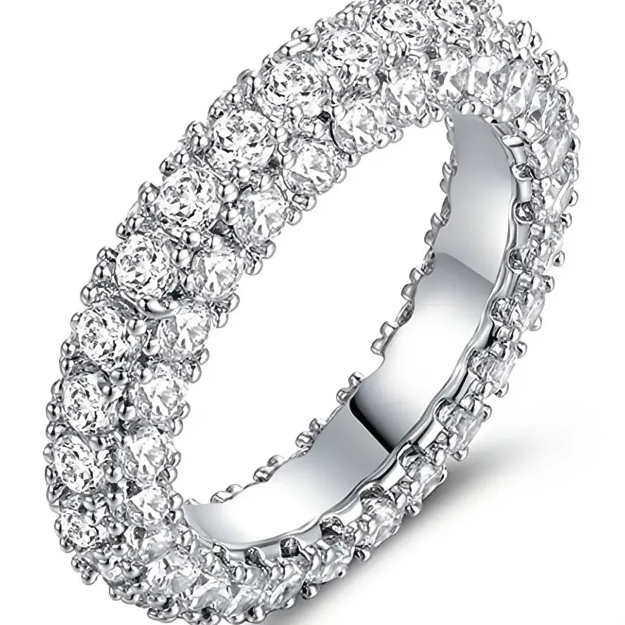Luxury Promise Women's Cubic Zirconia Brass Micro Paved Wedding Engagement Ring