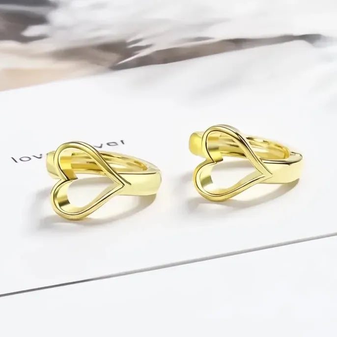 Hollow Heart Geometric Hoop Earrings Copper Alloy Dainty Silver Gold Jewelry