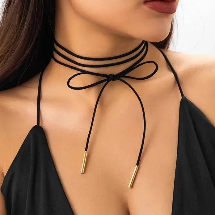 Gothic White Velvet Bowknot Choker Necklace Women Vintage Adjustable Cord