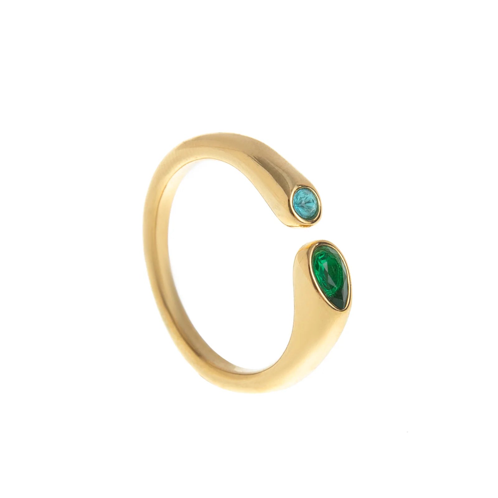 18k Gold Plated Stainless Steel 12 Month Birthstone Water Droplet Zircon Ring
