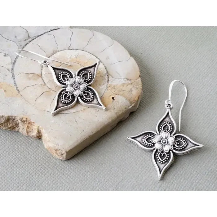 Vintage Bohemian Flower Drop Earrings Zinc Alloy Women's Charm Jewelry Gift