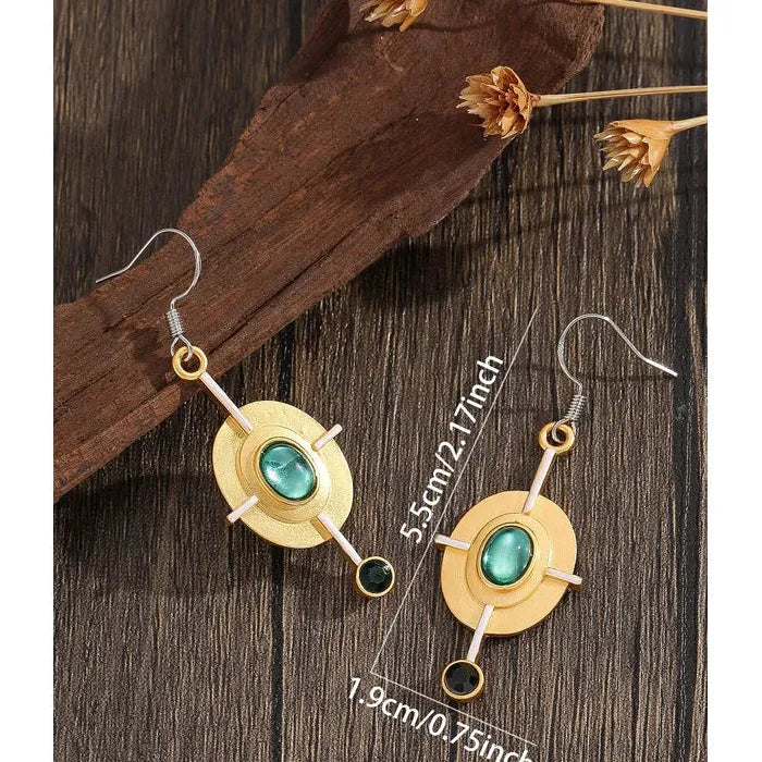 Vintage Tribal Spiral Dangle Earrings for Women Zinc Alloy Bronze Ethnic Gift