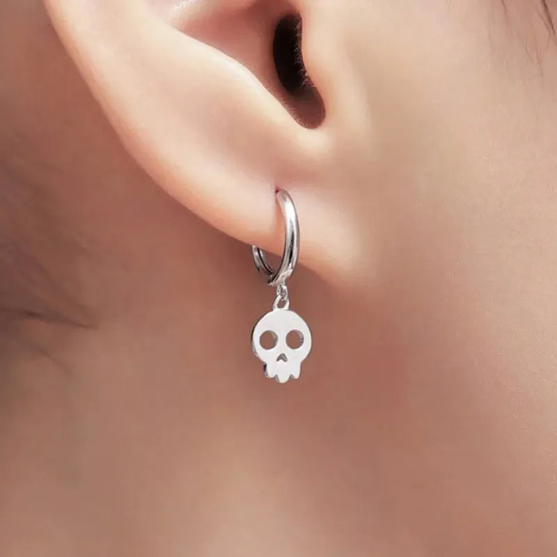 Minimalist Copper Ghost Head Skull Earrings Gothic Punk Rock Party Gift