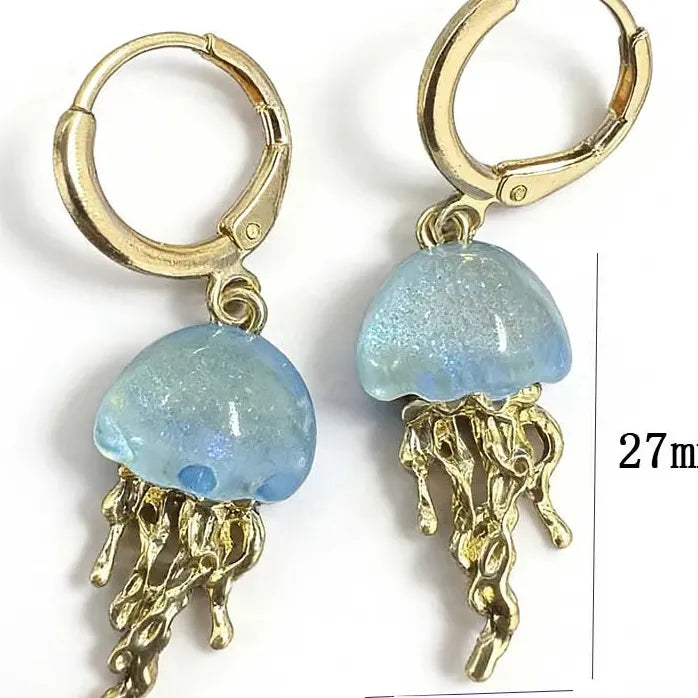 Blue Jellyfish Ocean Pendant Drop Earrings for Women Girls Jewelry Gift