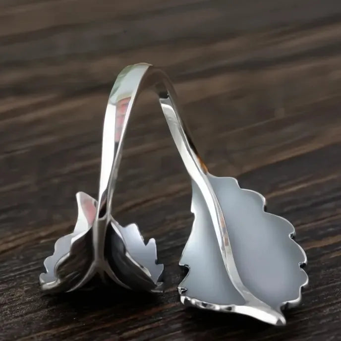 Vintage Resizable Brass Leaf Ring for Women, Geometric Retro Jewelry for Party & Daily Wear