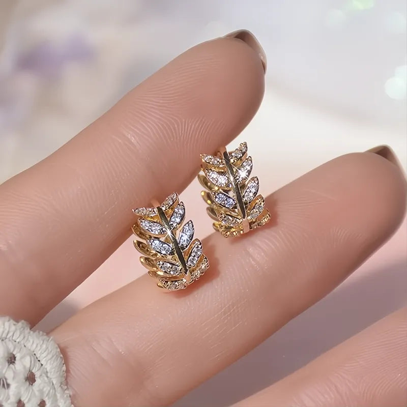 Unique Design Hollow Out Irregular Gold Color Hoop Earrings for Women Cubic Zirconia Fashion Jewelry