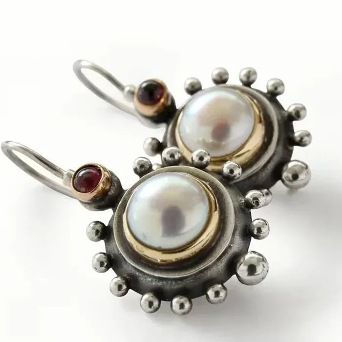 Vintage Bohemian Chic Silver Plated Pearl Drop Earrings for Women Souvenir