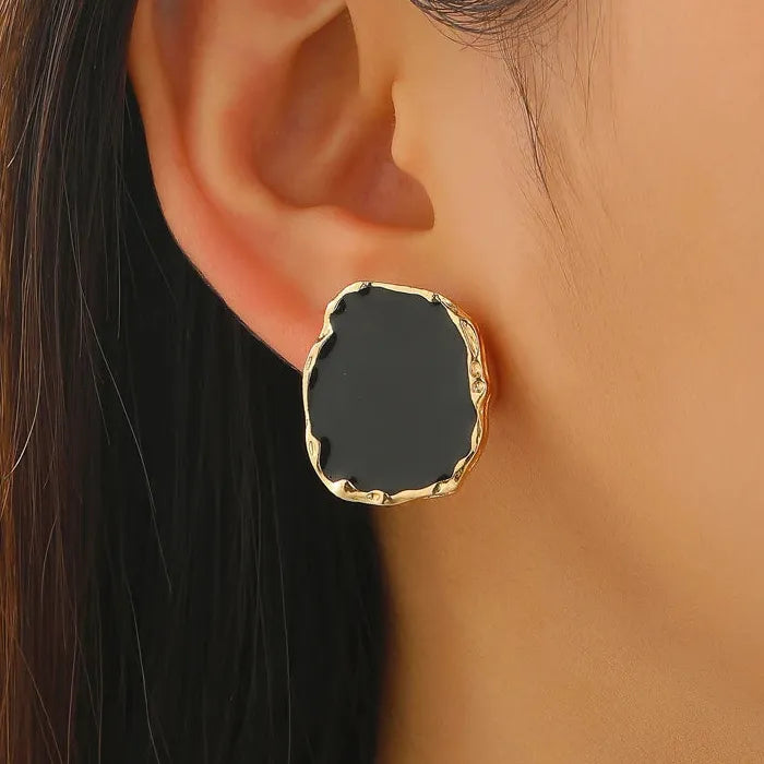 Vintage Coffee Irregular Geometric Stud Earrings and Rings Set Fashion Jewelry