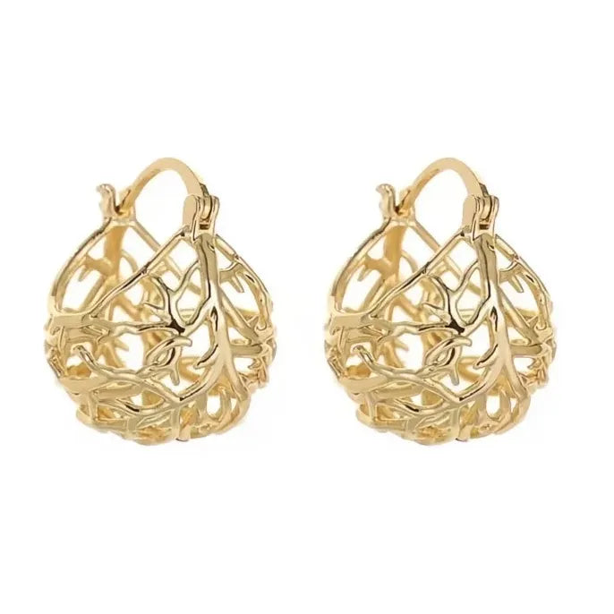 Gold Geometric Hoop Earrings for Women Girls Wedding Party Jewelry