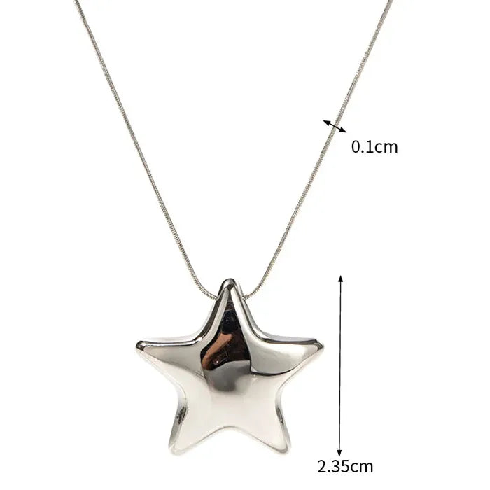 Zinc Alloy Star Zircon Stud Earrings with Bow Pearl Necklace & Bracelet Set