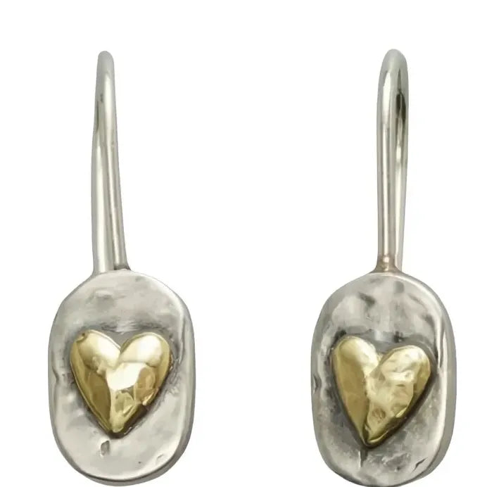 Two Tone Metal Heart Pendant Earrings for Women Wedding Party Jewelry