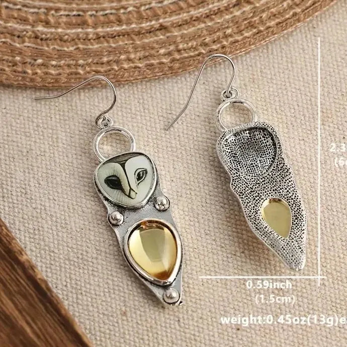 Silver Color Women's Dangle Earrings with Shiny CZ Stone Resin Drop Jewelry Gift