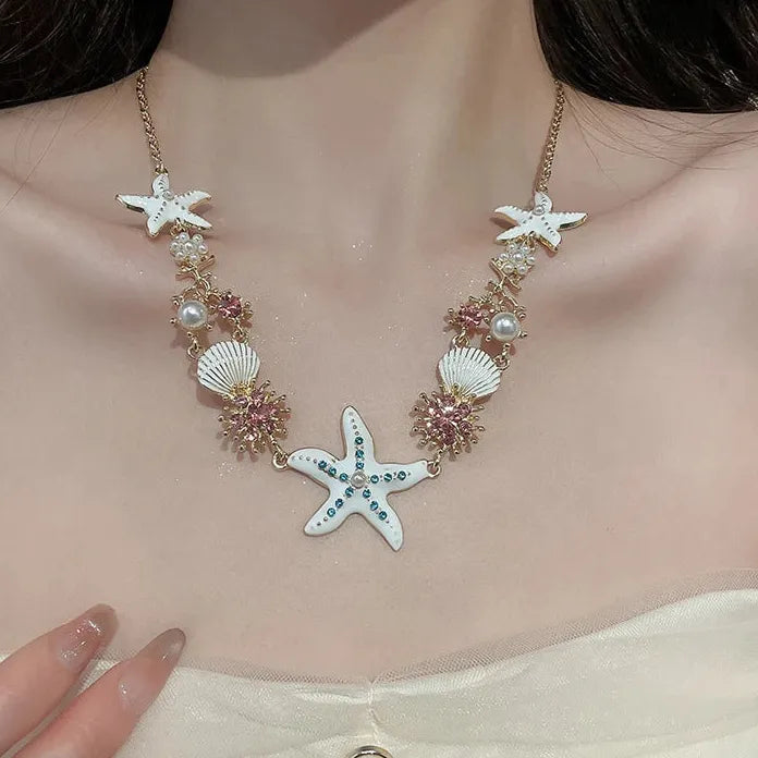 Bohemian Starfish Shell Necklace and Bracelet Set Copper Alloy Jewelry